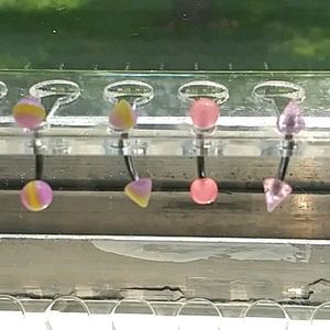Pink UV/Marble mix eyebrow/vertical labret rings🌟